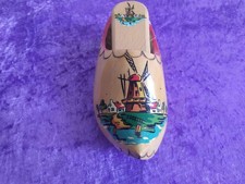 Holzschuh Holland Schuh Deko Schuh mit Windmühlenprint 19 cm lang