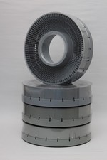 Vier Braun Paximat Rundmagazin (e) grau für je 100 Dias bis 2mm Stärke (glaslos)