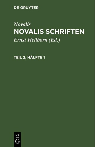 Novalis schriften - novalis,