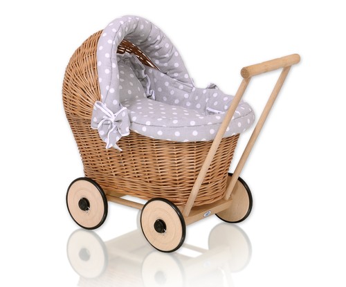 Puppenwagen aus korbgeflecht - puppenwagen,