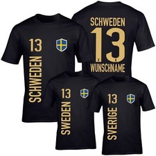 FanShirt SCHWEDEN Trikot Herren BLACK Druck Nummer Name Jersey WM EM FanShirts4u