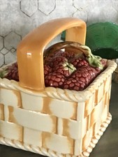 Antik Sarreguemines France Majolika Keramik  Korb Zierschale Schale Obstkorb