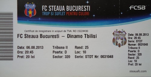 Ticket uefa 2013 - ticket, steaua