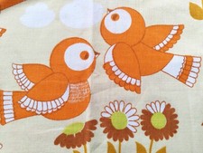 Spatzen DDR Kinder Bettwäsche 70er Vintage Vögel Stoff fabric 70s bedding GDR