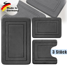 3 teilig Set Bad Badezimmer Garnitur Badematte WC Vorleger Dusch Matte Teppich