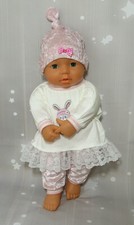 Handarbeit Set Hose Kleid Mütze Puppenkleidung Kombi Hase Re born Baby 43cm-47