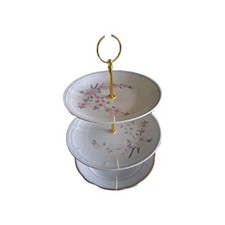 Etagere 3-stöckig Metallstab Gold  aus gebrauchten Geschirr