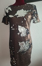 TOPSHOP Kleid Pailletten Silber Braun Flip Up Wendepailletten 10 /36 38 NEU