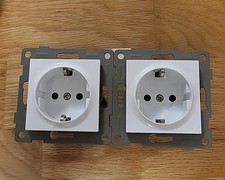 Doppelsteckdose Glas Weiß 2 Fach,16 Amp Gehärteter Glasscheibe Standard Steckdos