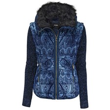 Desigual Damen 2-in-1 Jacke Übergangsjacke Weste Steppjacke Steppweste Samtoptik