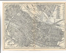 Heimat / Bremen Stadtplan von 1885 / 15 x 21 cm / rücks. Münster