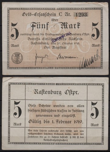 34088 notgeld rastenburg - notgeld,