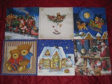 6-Servietten Set ~ Weihnachten, TEDDY-BÄR, Spielzeuge, Weihnachtsmann ~ 33x33