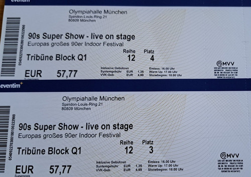 Konzert tickets 90s super - tickets,