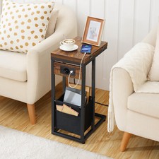 Beistelltisch mit Ladestation Klappbarer Couchtisch Nachttisch 39 x 26 x 62 cm