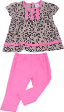 Pink RUFFEL Leoparden LEO Baby DRESS / LEGGINGS Mädchen 2-teiler Rockabilly