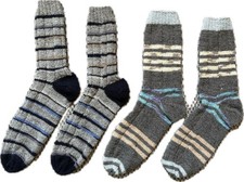 2 Paar handgestrickte Wollsocken Gr. 43-45 Herrensocken Stricksocken Handarbeit