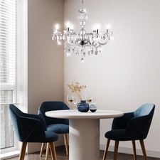 Pendelleuchte Kronleuchter Lüster Kristallleuchte 5 flammig bunt 5x E14 H 128 cm