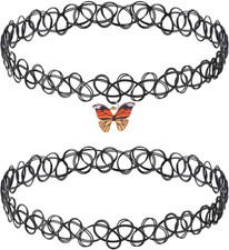 Tattoo Choker Kette Damen Stretch Schmuck 90s Halskette für Teenager Mädchen