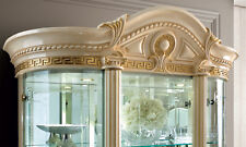 Klassische Vitrine Wohnzimmer Hochschrank Hochglanz Beige-Gold Stil Italienisch
