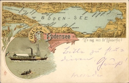 Landkarten litho bodensee - landkarten,