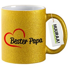 Glitzer-Kaffeetasse Bester Papa Herz Geschenkidee Souvenir Präsent Wichtelgesche