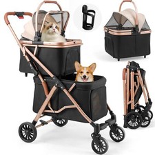 Hundewagen Hundebuggy 2 Etagen Katzen Hunde Pet Stroller Transporttasche Faltbar