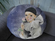 Vintage  PIERROT Kissen Pierrot Dekokissen Harlekin-Clown-Kissen Rose 80er 90er