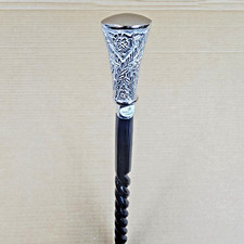 Holz  Gehstock   Stock silbern