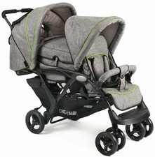 CHIC4BABY Geschwisterwagen Duo, jeans grey mit herausnehmbarer Tragetasche; Kind