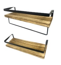 2er Set Schweberegal Wandregal AZANO Küchenregal Industrial Design Echtholz NEU