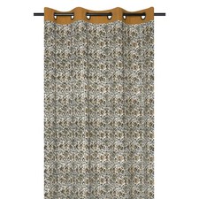 Gardine Vorhang Fenstervorhang Baumwolle Ösen Blumenmuster weiß grün 140x260cm