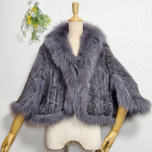Nerz fuchspelz cape poncho - nerz,