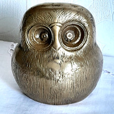 Eule Messing 13cm Groß 700 gr Handgefertigt Alt Vintage BALLO