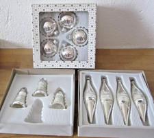 3 x  Glocken 5 x Christbaumkugeln 4 x silber Glas Weihnachtsschmuck Weihnachten