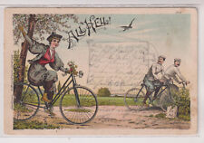 Fahrrad Frau Litho Vorläufer 1896, Mockau Warthe Text Großenhain, Bürger Leipzig