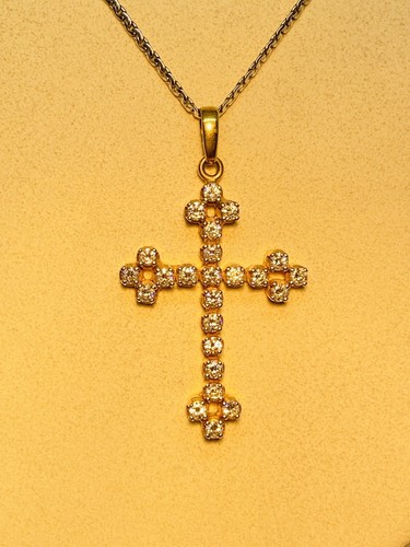 750 gold kreuz anhänger - kreuz, mit