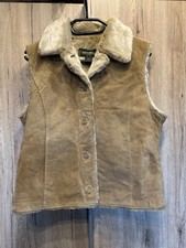 Lederweste M mit Fake Fur Fellfutter Beige Echtleder Wandern Reiten