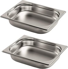  2 x Gastronormbehälter GN Behälter 1/2 65 mm  Edelstahl Chafing Dish Bain Marie