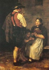 Vor dem Haus Familie Tracht