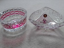 2 Glasschalen, roter Überfang?, Kristall, Walther Glas, neuwertig 