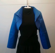 Bolero Jacke 3/4 Arm Langarm Kragen Abendmode Hochzeit NEU Royalblau Gr.34 NEU