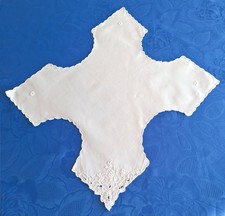 Platzdeckchen Serviette Platzmatte Untersetzer in Kreuzform Leinen Weiß Neu