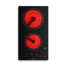 Doppel Halogen Kochfeld 2 Platten 3000 W Glaskeramik Einbau Herdplatte Silber