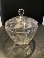 Deckeldose Dose Bonboniere Glas 50 er Jahre Geschliffen