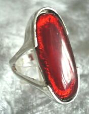8 Sorten: wuchtig + groß Glas Folklore Schmuck Ring glut rot silber NEU + TOP