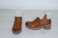 ° RIEKER ° warme Chelsea halb Stiefel Gr. 39 cognac gefüttert Boots Block Absatz