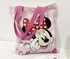 MINNIE MOUSE LOVE ROSEGEPUNKTET SEGELTUCH LEINWAND TASCHE BAG HANDTASCHE SHOPPER