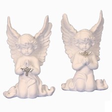 2 Stück  Engel Figur mit Kreuz 17 cm Dekoration Kommunion Taufe Tischdekoration