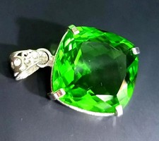 57 Ct Grüner Topas Kissenform 925 Sterlingsilber Edelstein Anhänger Schmuck